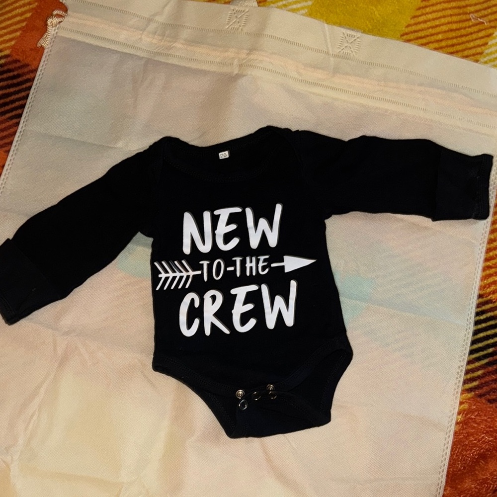 Black 'New to the Crew' Baby Onesie